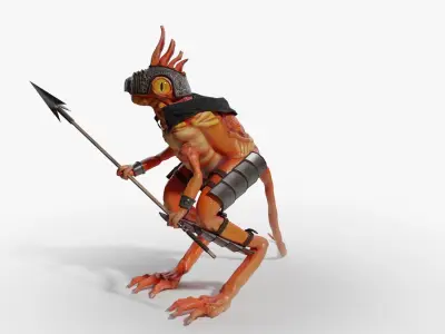 Lowpoly Lizard Warrior Low-poly 3D model