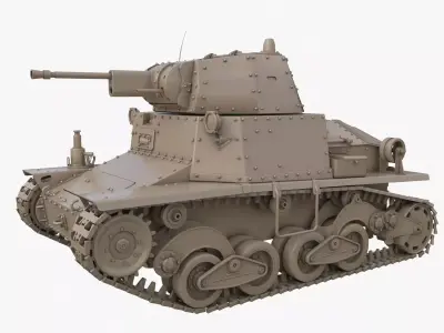 Tank L6 40 Ansaldo Fiat Italian Clay Vray 3D model
