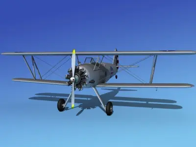 Stearman PT-17 Kaydet Military Trainer 3D model