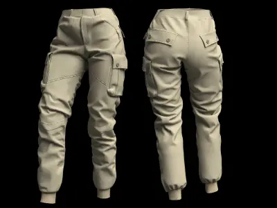 3 CARGO PANTS Low-poly 3D model