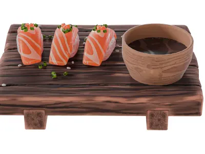Stylized sushi Low-poly 3D model