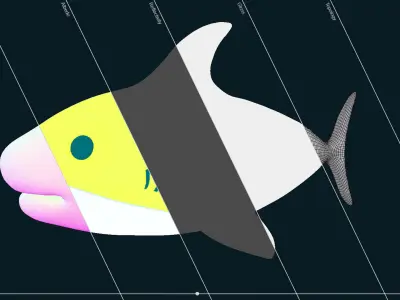 Cartoon Little Shark Yellow 3D Model - High-Quality Animated Low-poly 3D model