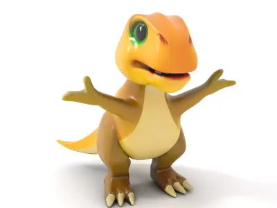 Friendly Dinosaur Rigged and Animated Character Model Low-poly 3D model