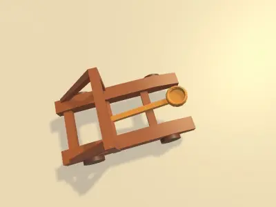 Catapult Low Poly Animated Low-poly 3D model