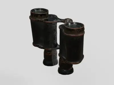 WW1 Military Binoculars and Leather Case 3D scan PBR 4K textures Low-poly 3D model