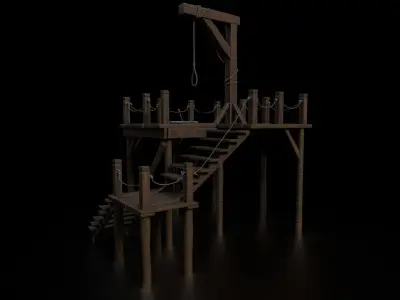 Medieval Gallows Low-poly 3D model