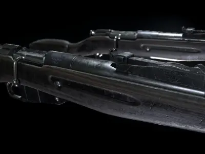 PBR Mosin-Nagant Soviet Rifle Low-poly 3D model