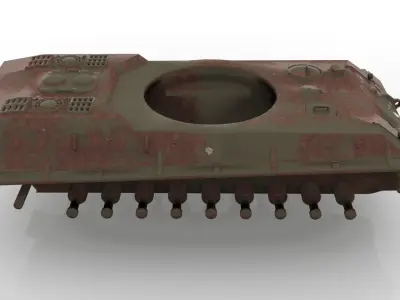 Rusting Tank wreckage Low-poly 3D model