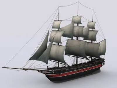Sailing warship corvette Low-poly 3D model