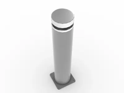 Grey Stainless Steel Bollard 3D model