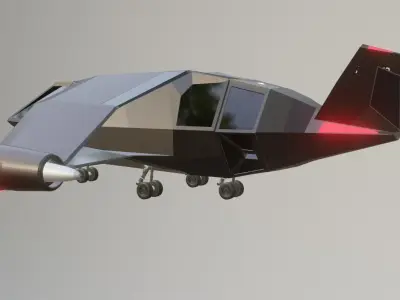 futuristic military jet Low-poly 3D model