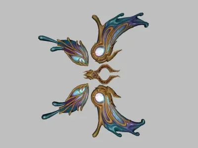BlueGold Wing Low-poly 3D model