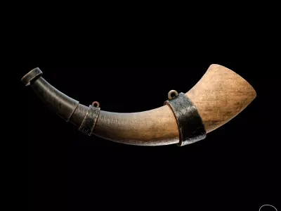 3D Horn wooden pipe Low-poly 3D model