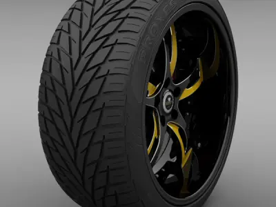Savini Forged SV-32S Wheel and Tire 3D model