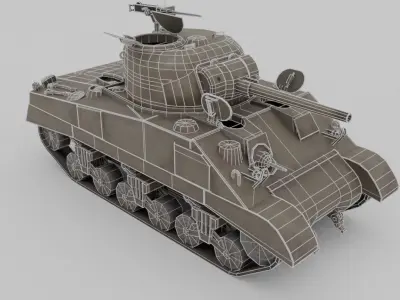 M4 Sherman Medium Tank Low-poly 3D model