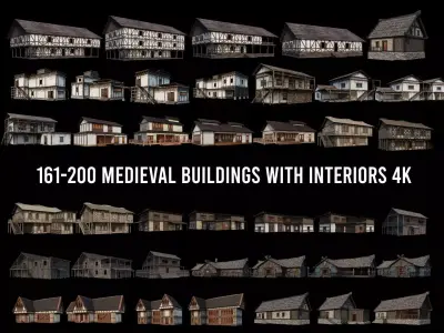 161-200 OLD MEDIEVAL BUILDINGS PACK 4K Textures GameReady 3D Model Collection