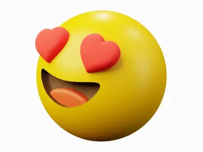 Fell in Love Yellow Ball Emoticon Emoji or Smiley 3D model