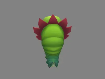 Big-mouthed caterpillar monster  Low-poly 3D model