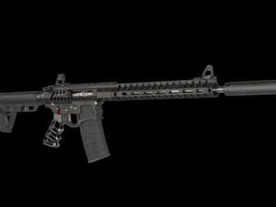 Skeletonized AR-15 Low-poly 3D model