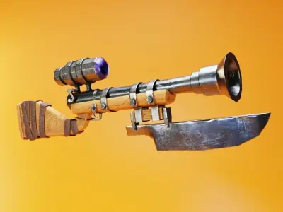 Stylized shotgun for game Low-poly 3D model