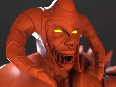 Ork High Poly demon with glowing eyes 3D model