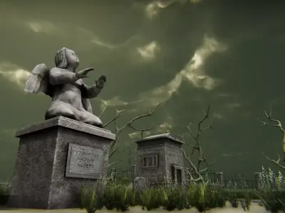 Medivel Cemetery - Full Pack Low-poly 3D model