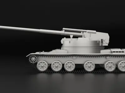 Object 327 Puck self-propelled artillery high-poly rigged 3D model