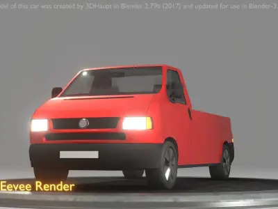 City Car 30 Commercial Pickup 3500 Type-C Red Low-poly 3D model