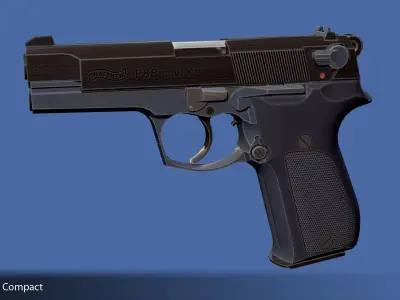 Walther P88 Compact 9mm Pistol Low-poly 3D model