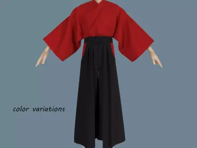 Samurai hakama Low-poly 3D model