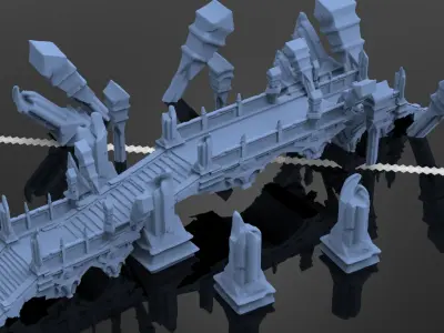 Sunken temple pillars 3D model