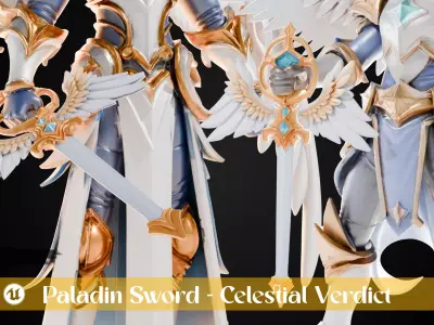 Stylized Sword - Paladin Sword Celestial Verdict - Game Ready 3D model