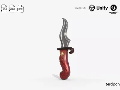 Stylized Fantasy Dagger - Low Poly Game Ready Sword Low-poly 3D model