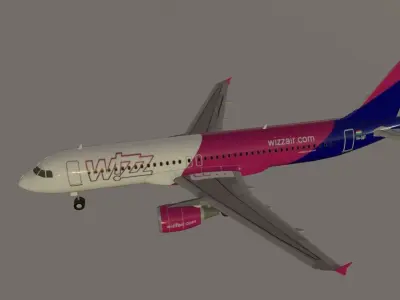 Wizz Air airbus a320-214 3D model low poly Low-poly 3D model