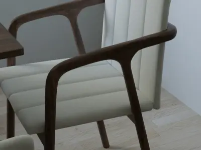 Dining Set 8 Chairs B2C Elm 3D model
