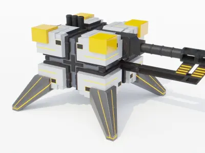 Sci-Fi Cannons 2-Pack Low-poly 3D model