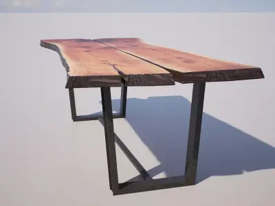 Rustic Live Edge Desk Table 5 Modern Organic Furniture 3D Model Low-poly 3D model