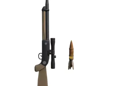 Traditional Tranquilizer Gun with Dart Ammo Stylized 3D Model Low-poly 3D model