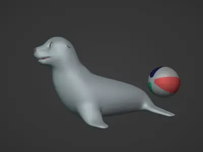 Cartoon Seal Low-poly 3D model