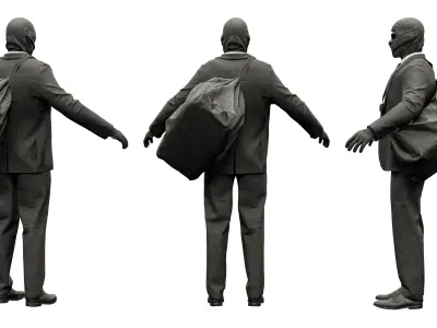ROBBER CHARACTER RIGGED Low-poly 3D model