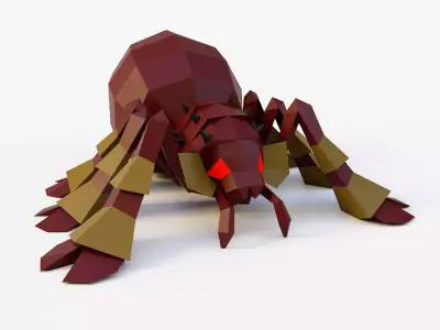 Spider 3d model polygonal with eyes Low-poly 3D model