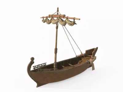 Medieval sailboats 3D model