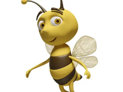 Bee cartoon rigged character Low-poly 3D model