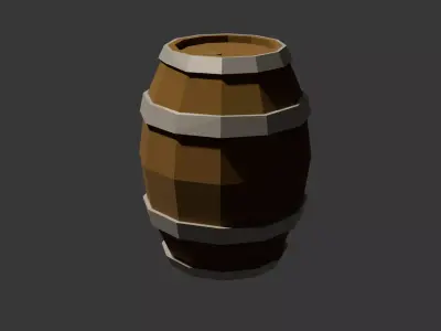 Low poly Wooden Barrel Low-poly 3D model