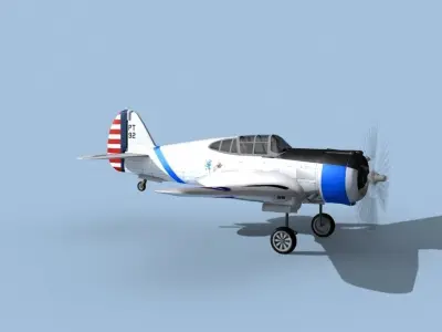 Curtiss P-36C Hawk V01 USAAF 3D model