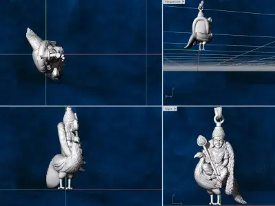 ayyappa murugan kumara swamy peacock  gold silver pendent 3D print model