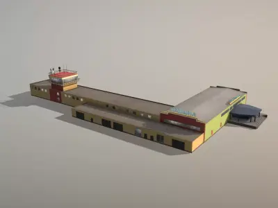 Airport Terminal USMM Terminal Nadym Low-poly 3D model