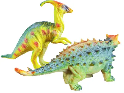 Two Toys Dinosaurs Parasaurolophus and Euplocephalus 3D model