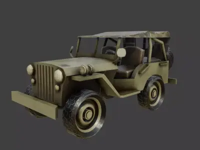 Military Jeep Low-poly 3D model