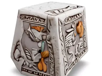 Ancient Carved Stone Artifact Low-poly 3D model